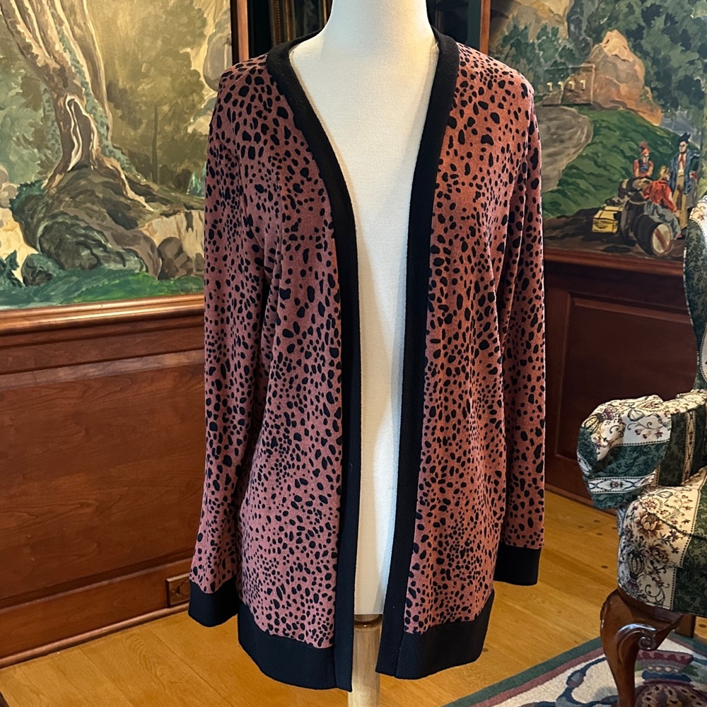 Honeyme Animal Print Cardigan - Pink and Black